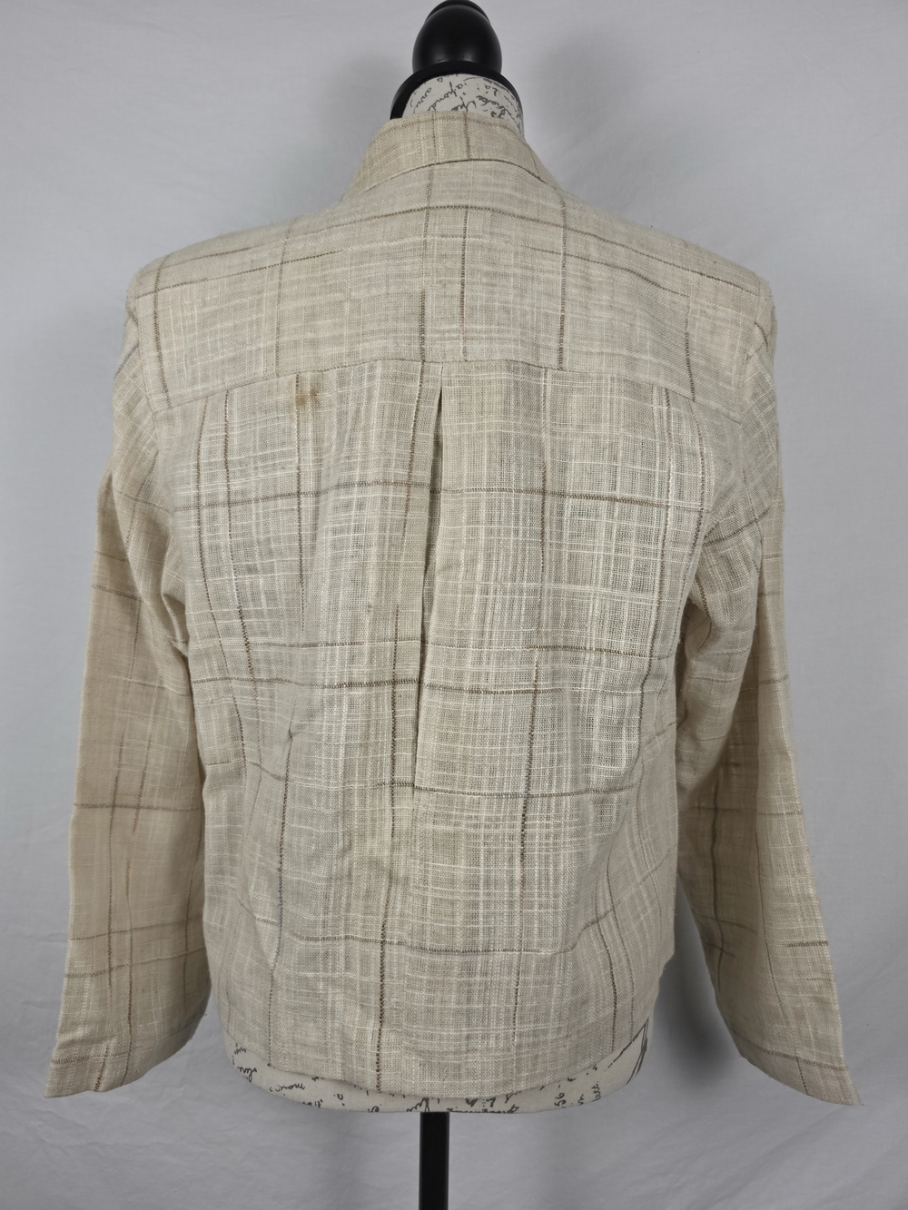 Vintage Christian Dior Separates Plaid Linen Blend Blazer Jacket Cream Beige - 8 - Picture 3 of 11